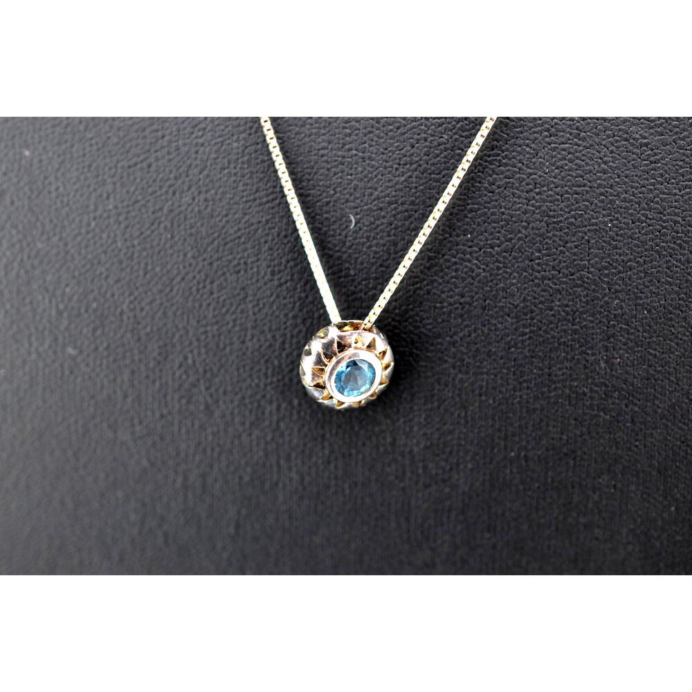 Vintage 925 Sterling Silver Topaz Pendant Necklace